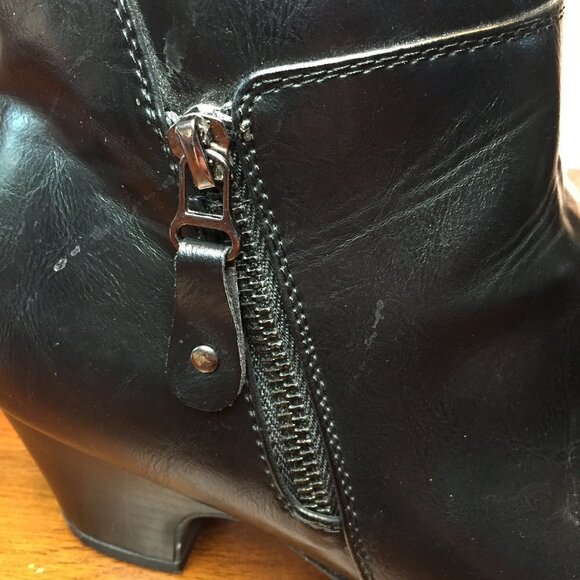 Jones Bootmaker Womens Brown Leather Mid Heel Flex Ankle Boots Heels - Picture 3 of 6